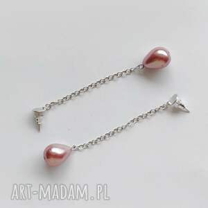 okrąg kolczyki, srebro, perła, zmatowione, unikalny