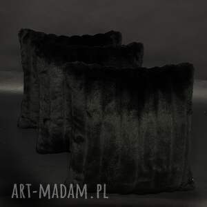 ręczne wykonanie poduszki komplet 3 poduszek włochacz, sztuczne futro 45x45cm czarne