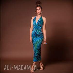 sukienka z odsłoniętymi plecami efektowna, kolorowa, oryginalna