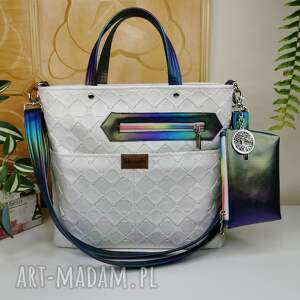 torebka damska z kieszeniami na ramię ekoskóra, ramę