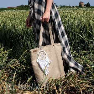 handmade na ramię shopper vegan len