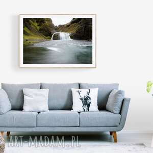 plakat 100x70 cm wodospad, wydruk, dekoracja islandia krajobraz