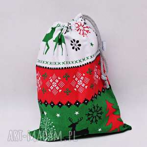 worek na prezenty prezentowy świąteczny sweterek zielony rozmiar