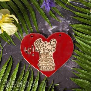 badura ceramika 40 urodziny oryginalna pamiątka, ceramiczne serce, prezent