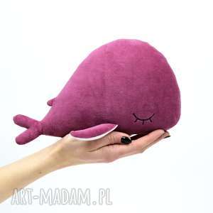 wieloryb bąbel mini - fioletoworóżowy welur, poduszka przytulanka maskotka