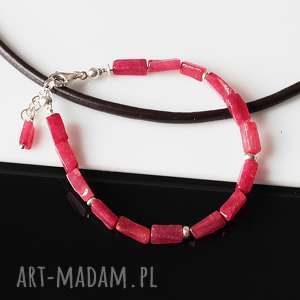 handmade jadeit rubinowy - bransoletka