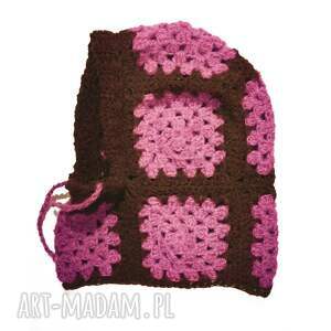 Czekoladowa komoniarka alpaka handmade, ręcznie szydełkowana zimowa