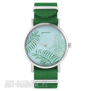 ręcznie wykonane zegarki zegarek - liście, palmy - zielony, nylonowy