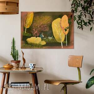 nowoczesny obraz drukowany na płótnie między drzewami format 100x70cm, motyw