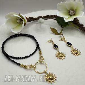 naszyjnik z turmalinem słońce, srebro 925 w złotym pokryciu czakra korzenia