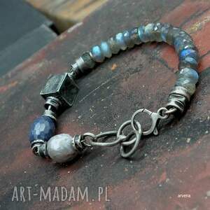 Szafir, perła w bransoletka, labradoryt, szafiry