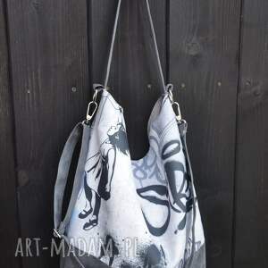 handmade na ramię torba hobo XXL - print graffiti