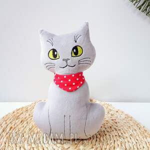 handmade maskotki pluszowy szary kot kotek przytulanka maskotka