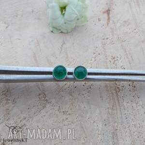 zielone kropki 5mm - kolczyki, srebrne kolczyki wkrętki