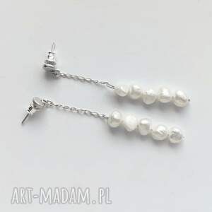 OKRĄG kolczyki, perła, srebro, zmatowione