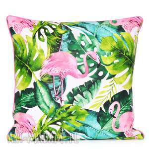 poduszka flamingos and monstera 50x50cm od majunto w flamingi