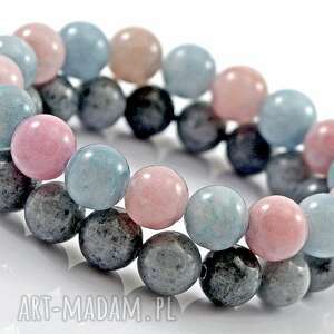 bransoletki loona grey candy, zestaw dwie, jadeit, kulki, 10mm