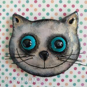 handmade magnesy magnes ''halloween green - eyed cat''