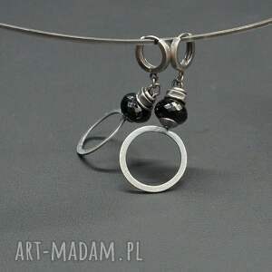 unikat XXL, spinel czarny, wiszące kolczyki