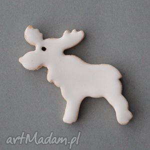 rudolf - broszka ceramiczna, minimalistyczny, święta, ozdoba przypinka, czapka