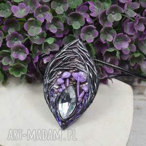 handmade wisiorki wisiorek magic forest, w odcieniach fioletu i srebra