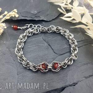 omnis lapis bransoletka chainmaille - agat pomarańczowy, łańcuch