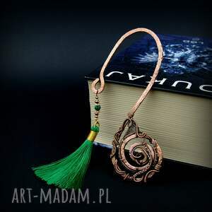 Ozdobna zakładka do książki wire wrapping, metalowa, z chwostem, biżuteria artystyczna