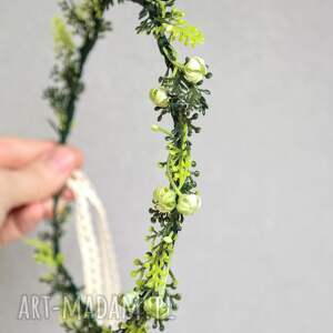 Zielony szept łąki - cienki, minimalistyczny wianek boho z zieleni