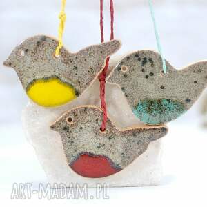 dekoracje świąteczne 3 ceramiczne ptaszki choinkowe - brzuszki ozdoby