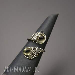 pierścionek regulowany cytryn wire wrapping stal chirurgiczna