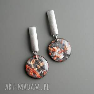 nowoczesne kolczyki z papieru i stali, prezent dla kobiety, biżuteria