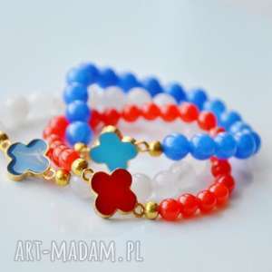 ręcznie wykonane bracelet by sis: niebieski krzyż w kamieniach