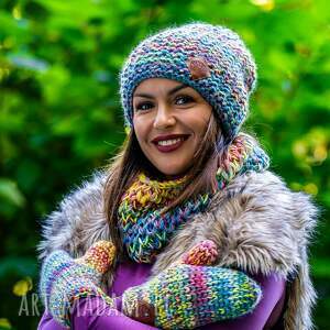 Czapka MERINO Neverland “Cukierki” podszewka BAWEŁNA