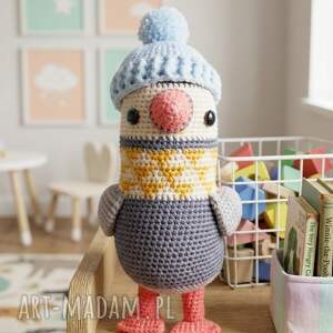 Mewa Gustaw - ręcznie robiona maskotka amigurumi 26 cm