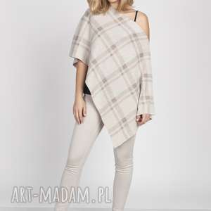 handmade swetry dzianinowa narzutka, swe171 mocca/ecru mkm