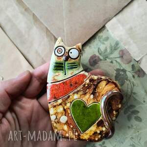 w okularach ceramika, kot, serce