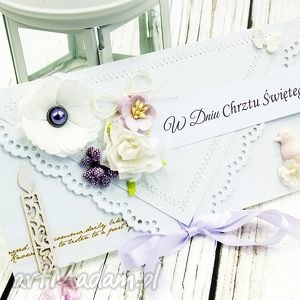 handmade scrapbooking kartki kartka na chrzest św. lawendowy poranek