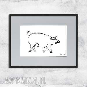 grafika z ramą - nr 73 świnia, czemu jej nie kochać, dekoracja na ścianę