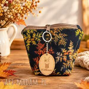 Mała kosmetyczka damska w paprocie - handmade
