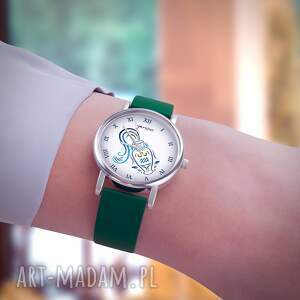 zegarek mały - wodnik silikonowy, zielony, znak zodiaku dla niej prezent