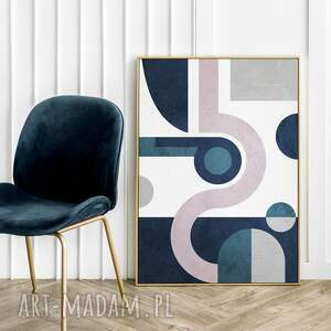 plakat niebieska geometria - format 50x70 cm do salonu, plakaty sztuka