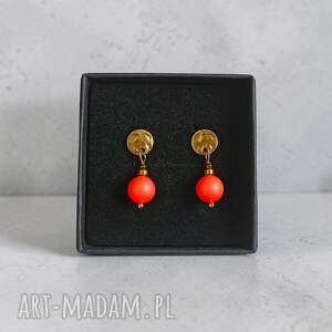 Swarovski pearls: neon orange: drobne sztyfty