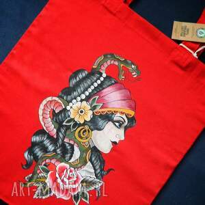 Prezent Ręcznie malowana płócienna torba na zakupy GIPSY