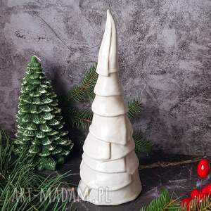 dekoracje świąteczne biała choinka, figurka ceramiczna ceramika