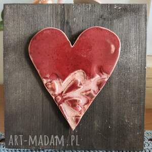 serce ceramiczne, drewno, prezent, ozdoba do domu