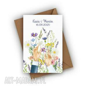 personalizowana kartka ślubna dla młodej pary, prezent