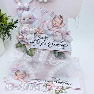 Kartka na Chrzest Święty w pudełku body baby girl - ręcznie robiona scrapbooking