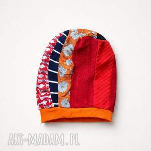 Czapka wiosenna patchworkowa rozmiar uniwersalny na podszewce