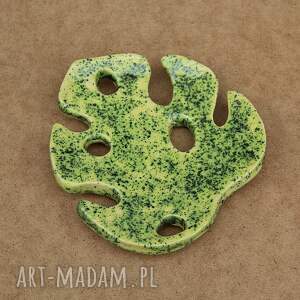handmade ceramika mydelniczka ceramiczna - liść monstery