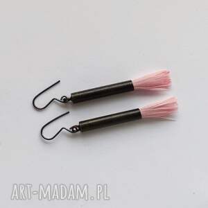 prezent na święta, piórko kolczyki oksydowane, mosiądz